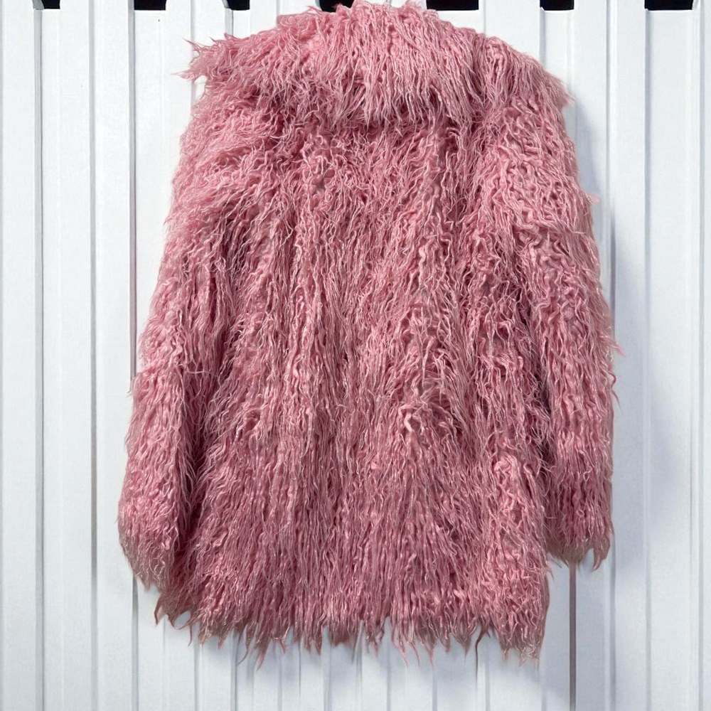 Hello Kitty x Dolls Kill Size S small Pink‎ Furry Faux Fur Jacket Coat Shaggy - Picture 2 of 6